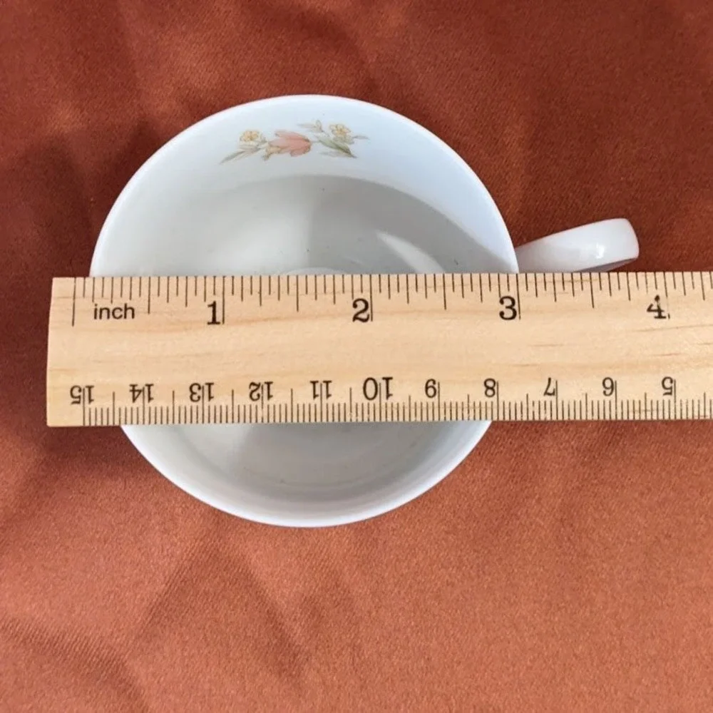 Vintage Ichiyama Toen Japan Floral Porcelain Tea Cups Set of 5‎ Ribbed Edge
